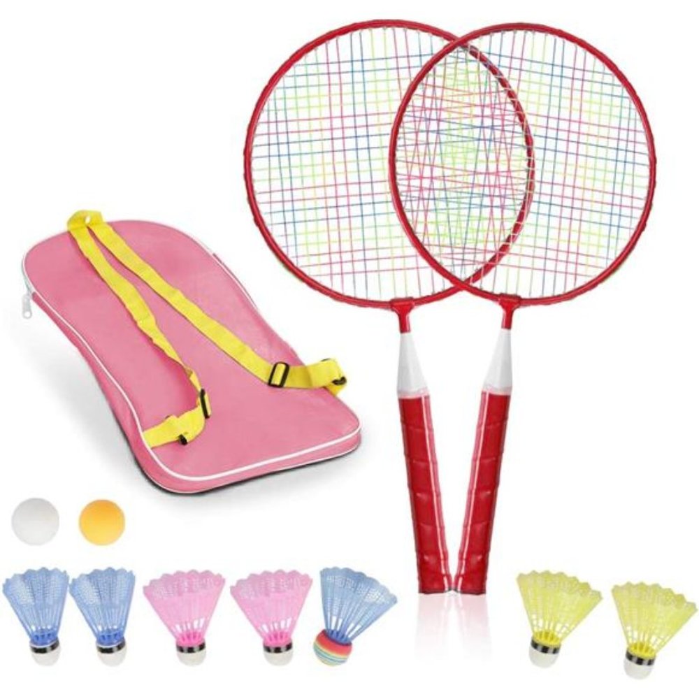 Badminton Rackets for Children,12 in 1 Shuttlecocks Racquet Sports Set